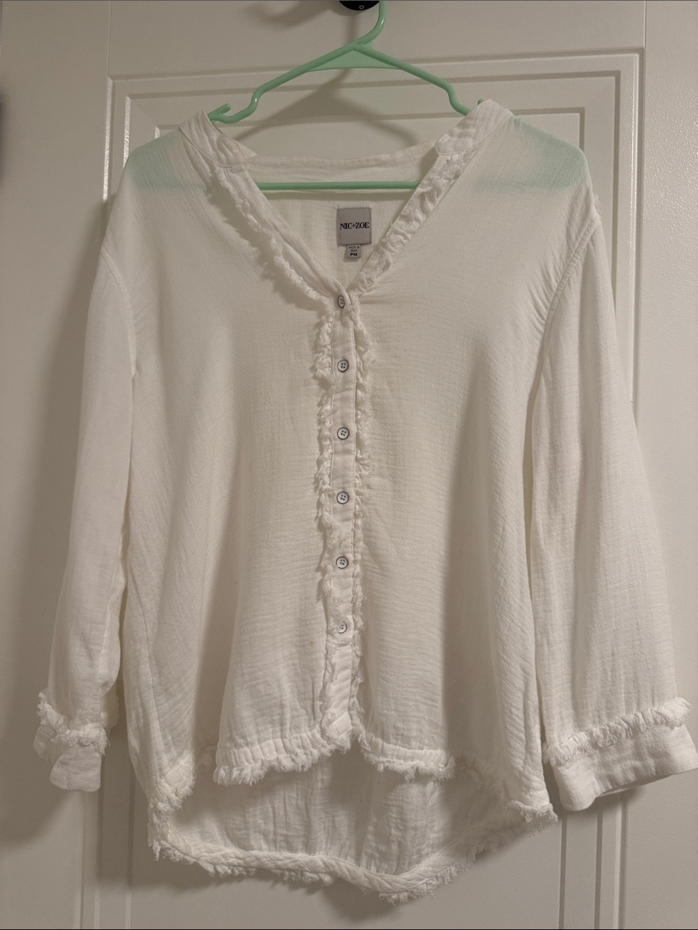 NIC+ZOE White Ruffle-Trim Button-Front Shirt
